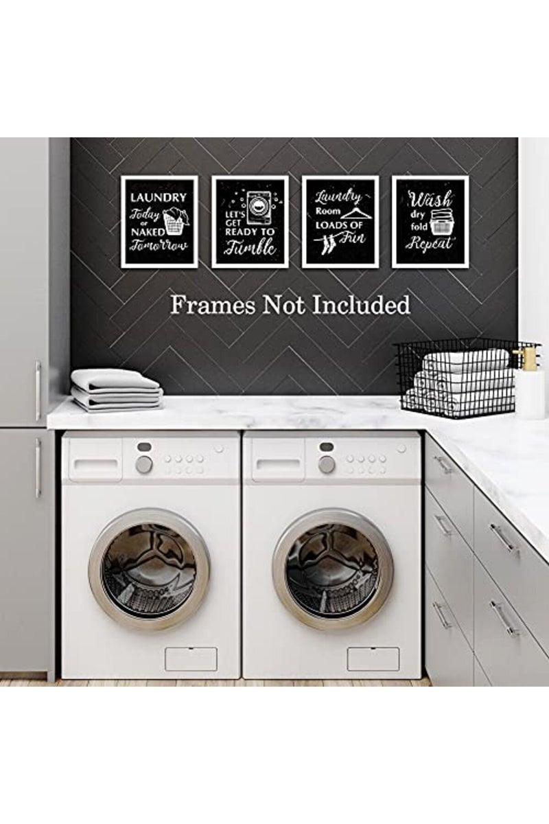 HLNIUC Funny Laundry Rules Sign Canvas Painting Set of 6, Creative Laundry Saying Art Prints, Modern Minimalist Chalkboard Words Wall Art Posters for Laundromat, Wash Room & Laundry Room Decor, Unframed, 20x25 cm - Image 4