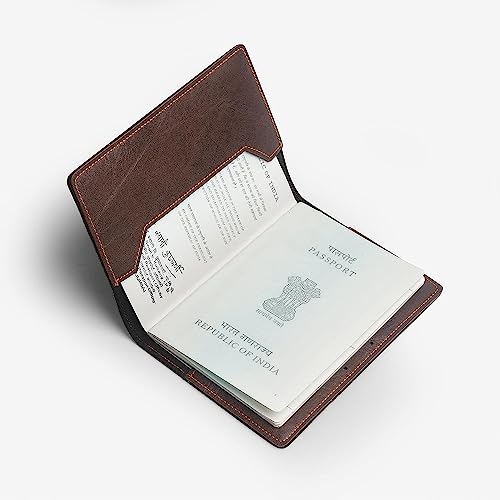 The Messy Corner Vegan Leather Passport Cover for Men | Ultra Violet Rover Travel Passport Case | Leather Passport Accessories | Dark Brown Colour - Image 2