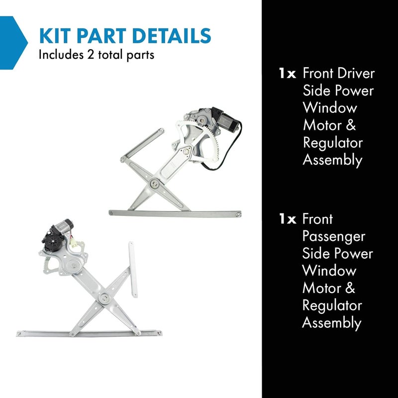 TRQ Front Power Power Window Regulator & Motor Assembly Set Compatible with 2009-2013 Toyota Corolla Matrix TO1350214 TO1351214 - Image 2