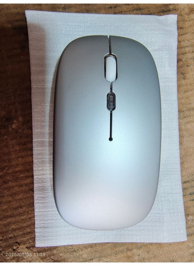 Generic Wireless Optical Mouse 1600dpi High Resolution Usb Interface For Laptop Desktop Computer-Color:2.4g Luminous Version Frosted Silver  - Image 1