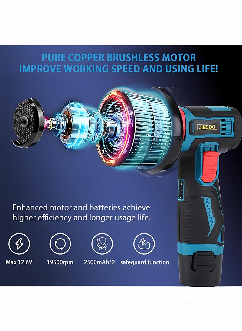 JINSOO - JINSOO 18V Mini mini rechargeable wireless polishing machine with lithium battery and charger, 76MM diameter grinding wheel mini Angle grinder set - Image 1