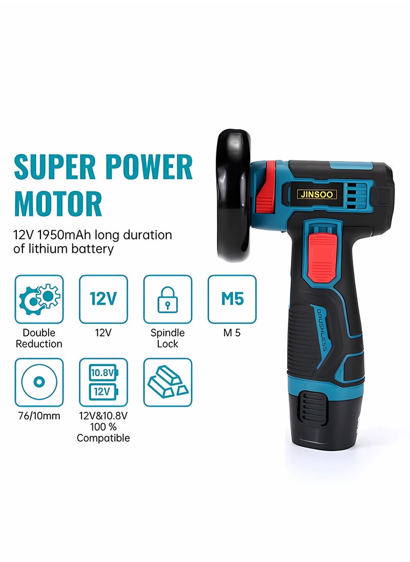 JINSOO - JINSOO 18V Mini mini rechargeable wireless polishing machine with lithium battery and charger, 76MM diameter grinding wheel mini Angle grinder set - Image 1