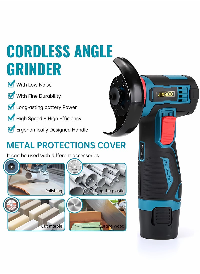 JINSOO - JINSOO 18V Mini mini rechargeable wireless polishing machine with lithium battery and charger, 76MM diameter grinding wheel mini Angle grinder set - Image 1