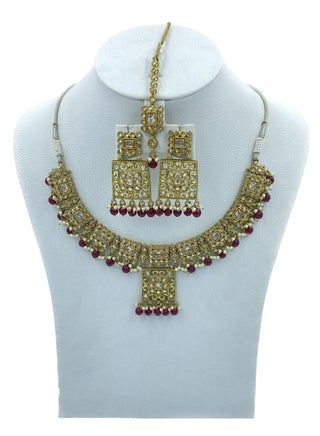 GOHONA Royal Bling Bollywood Traditional Indian  Jewelry Necklace With Earrings Set and 1 Tikka in Maroon colour - pzsku/ZC6A89E76E59FCA6A251AZ/45/_/1676706525/a2910302-b833-4b41-b41c-a9bbe471715e