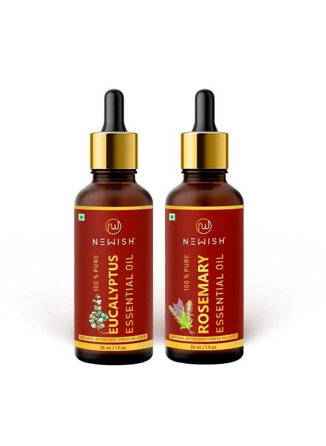 Newish Rosemary & Eucalyptus Oil For Steam Inhalation (Nilgiri Tel) Cold And Cough Undiluted Therapeutic Grade Hair Skin Face And Diffuser 30Ml Eac  - Image 2