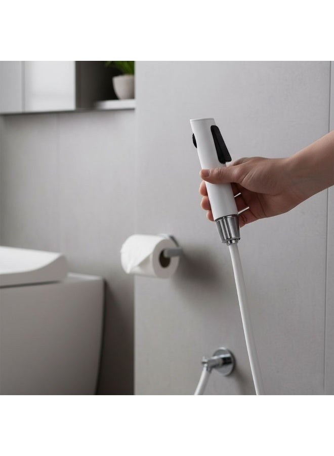 Milano Phantom Shattaf Nylon Hose Set - White Brass Shattaf with 3-Year Warranty, Sanitary Bathroom Bidet Sprayer, DIY Installation, Made in China - Image 1