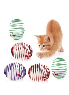 5 Pcs Cat Spring Balls Stretchable Cat Springs Toys Interactive Cat Toys Rolling Cat Balls Colorful Playful Coils Spring Action Toy Caged Rats for Kitten Cat Pet Supplies Indoor Play, Random Color