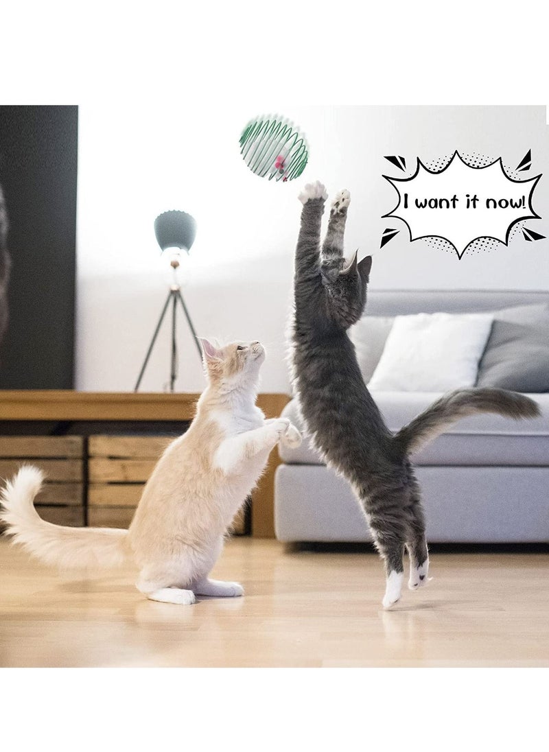 SYOSI - 5 Pcs Cat Spring Balls Stretchable Cat Springs Toys Interactive Cat Toys Rolling Cat Balls Colorful Playful Coils Spring Action Toy Caged Rats for Kitten Cat Pet Supplies Indoor Play, Random Color - Image 1