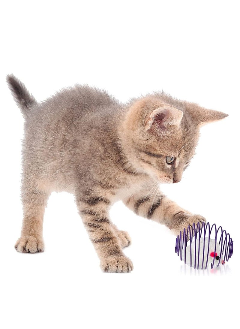 SYOSI - 5 Pcs Cat Spring Balls Stretchable Cat Springs Toys Interactive Cat Toys Rolling Cat Balls Colorful Playful Coils Spring Action Toy Caged Rats for Kitten Cat Pet Supplies Indoor Play, Random Color - Image 1