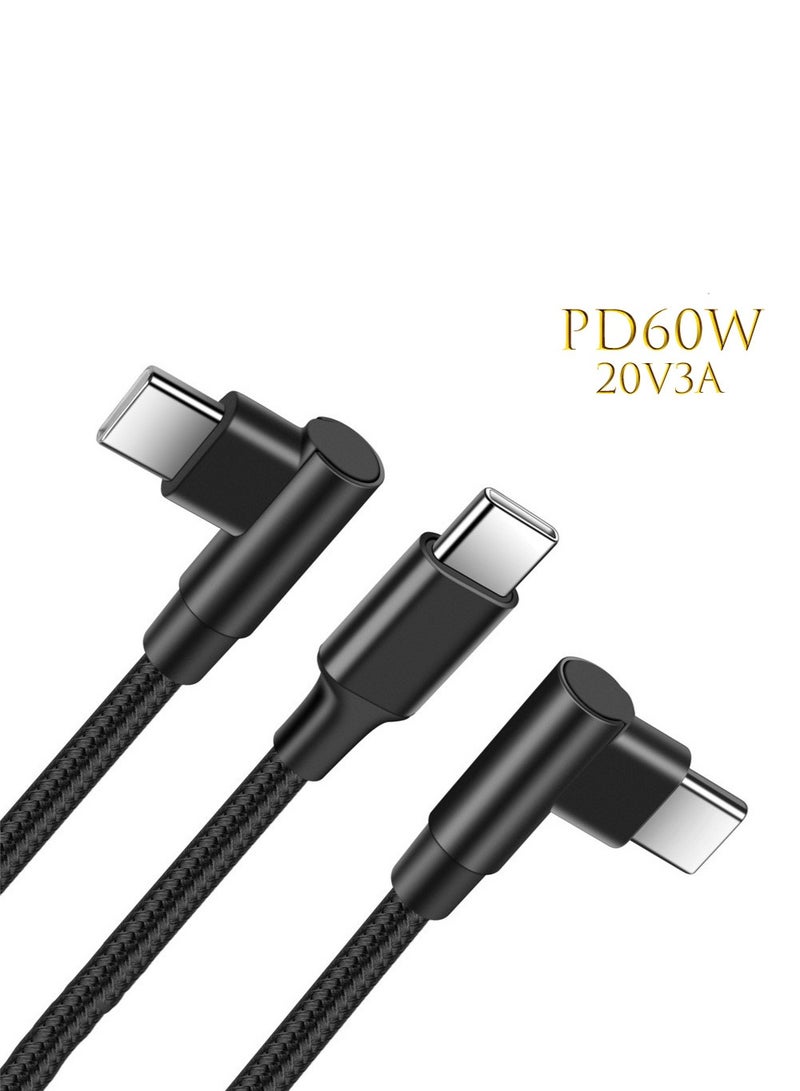 60W 2 Pack 6+6FT Type C to Type C Fast Charging Cable USBC to USBC Cord 90 Degree USB C Cable Right Angle for iPhone 16 15 Samsung Galaxy S24 S23 iPad MacBook Pixel USB C Charger - Image 2