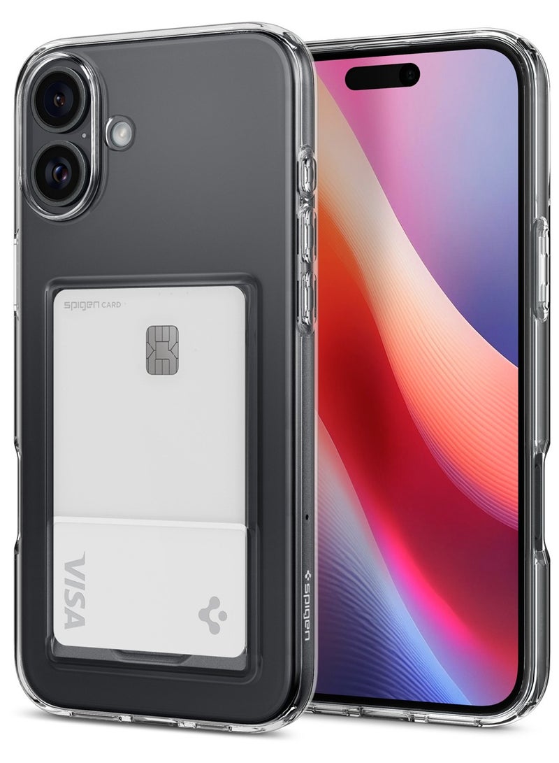 Spigen Crystal Slot iPhone 16 Plus Case Cover (2024) with 1 Card Slot - Crystal Clear - Image 1