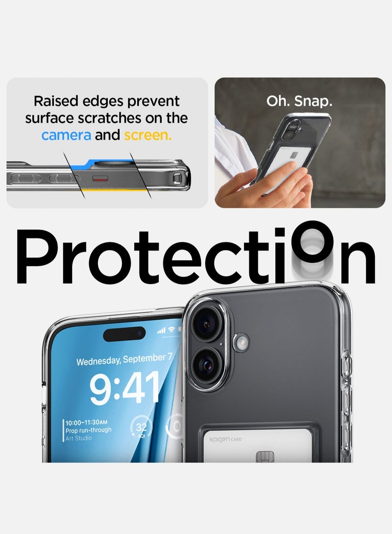 Spigen Crystal Slot iPhone 16 Plus Case Cover (2024) with 1 Card Slot - Crystal Clear - Image 5
