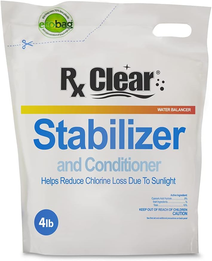 Rx Clear Swimming Pool Stabilizer and Conditioner | Water Balancer | Cyanuric Acid for Swimming Pools | Longer Lasting Sanitation | Helps Reduce Chlorine Loss Due to Sunlight | 4 Pounds - Image 1