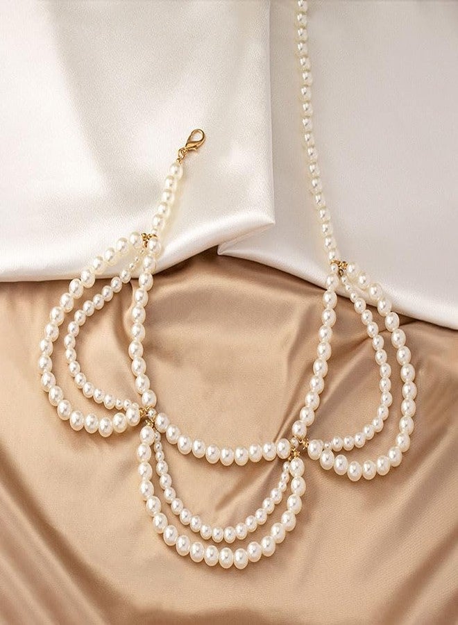 يرتير سلسلة خصر من اللؤلؤ العتيق من YERTTER، سلسلة جسم متدلية من اللؤلؤ، زينة مع قميص فستان، مشد، حزام سلسلة بيبلوم للنساء - Image 5