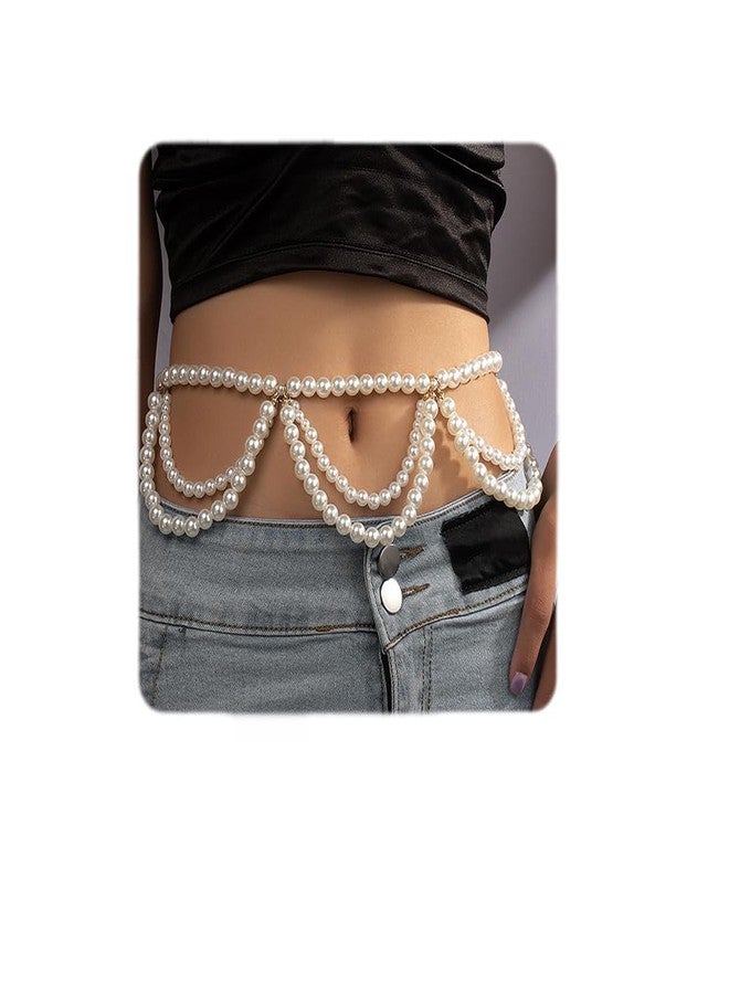 يرتير سلسلة خصر من اللؤلؤ العتيق من YERTTER، سلسلة جسم متدلية من اللؤلؤ، زينة مع قميص فستان، مشد، حزام سلسلة بيبلوم للنساء - Image 1