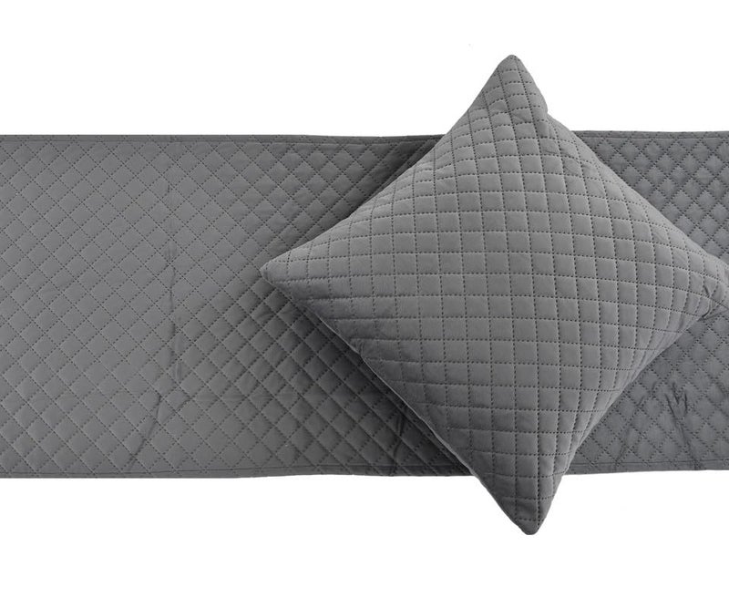 Femfairy Femfairy 200TC Solid Quilted Velvet Bed Runner Scarf with Matching Cushion CoversSlipcover Mattress ProtectorBed Linen ScarfDecorative Set for BedroomsHotel RoomsGuest Rooms Grey  - Image 3