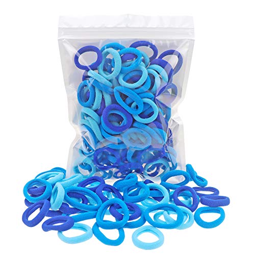 100 Pack Blue Color Nylon Small Hair Ties Toddlers Baby Girls Hair Elastics
