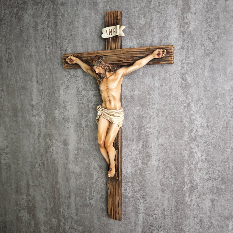 BC BUILDCLASSIC BC Catholic Crucifix Wall Cross, Jesus Christ Inspirational Home Décor, Religious Devout Gift, 14"H, Renaissance Sculpture Handmade by Buildclassic - Image 5