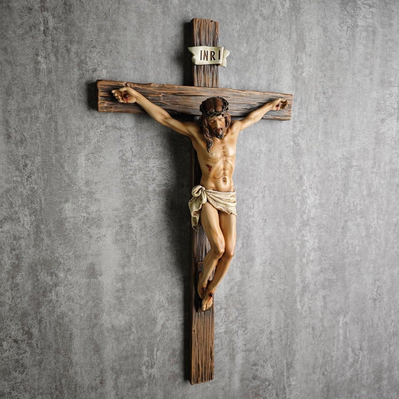 BC BUILDCLASSIC BC Catholic Crucifix Wall Cross, Jesus Christ Inspirational Home Décor, Religious Devout Gift, 14"H, Renaissance Sculpture Handmade by Buildclassic - Image 4
