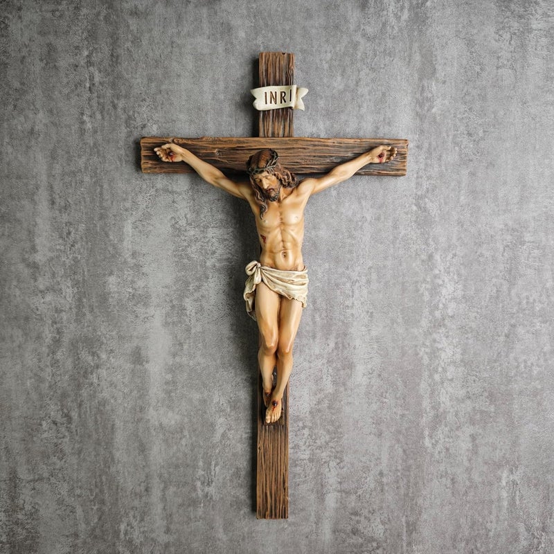 BC BUILDCLASSIC BC Catholic Crucifix Wall Cross, Jesus Christ Inspirational Home Décor, Religious Devout Gift, 14"H, Renaissance Sculpture Handmade by Buildclassic - Image 3