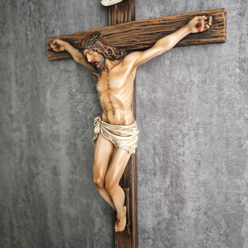 BC BUILDCLASSIC BC Catholic Crucifix Wall Cross, Jesus Christ Inspirational Home Décor, Religious Devout Gift, 14"H, Renaissance Sculpture Handmade by Buildclassic - Image 2