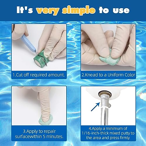 Calvana Underwater Pool Putty Epoxy - 2 Part Set, Quick Set for Spa, Hot Tub, & Pool Leak Repair - Bonds to Fiberglass, Concrete & More - 8 oz Total, Easy DIY Waterproof Sealant – Work Like Magic - Image 3