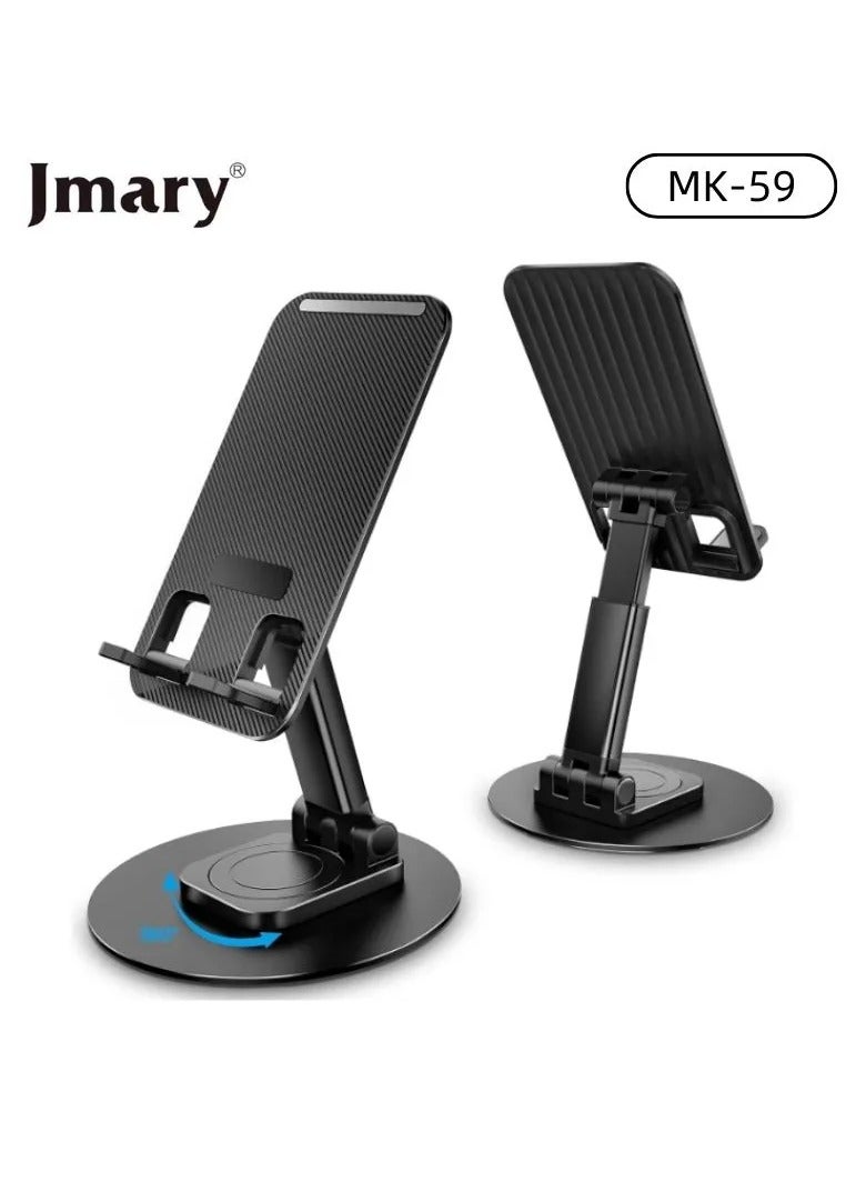 Jmary MK-59 Phone Holder With 360° Rotation Phone Stand Desk For Smartphones With Adjustable Angle Height Black - Image 1