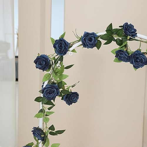 dallisten 2 Strands 73'' Artificial Silk Rose Flower Vines Garland, Fake Roses Floral Green Leaves Hanging Plant for Wedding Arrangement Decoration, Wall, Party, Bedroom, Home Decor (Blue) - Image 4