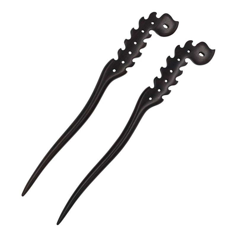 Real Sic Natural Sandalwood Hair Sticks for Women  Set of 2  Retro Boho Fashion Chopsticks for Long Hair Fire
