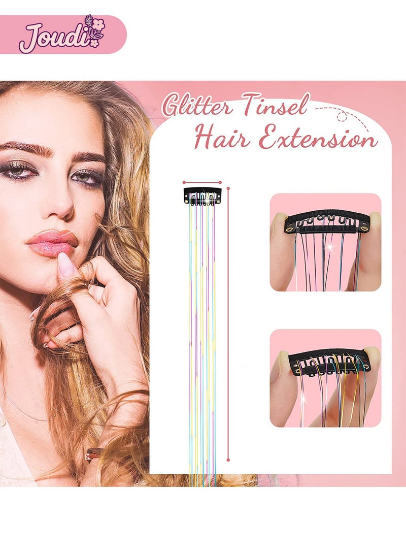 Joudi Clip in Tinsel Hair -  Hair Tinsel Kit | Multi-Colour Hair Glitter Extensions for Women Girl | Sparkle Festival Accessories for Christmas & New Year Parties (Colorful)​ - Image 2
