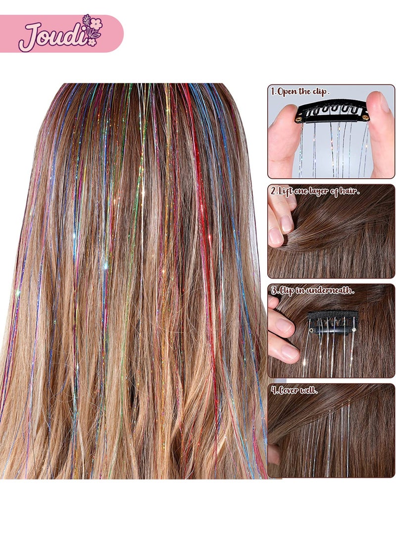 Joudi Clip in Tinsel Hair -  Hair Tinsel Kit | Multi-Colour Hair Glitter Extensions for Women Girl | Sparkle Festival Accessories for Christmas & New Year Parties (Colorful)​ - Image 4