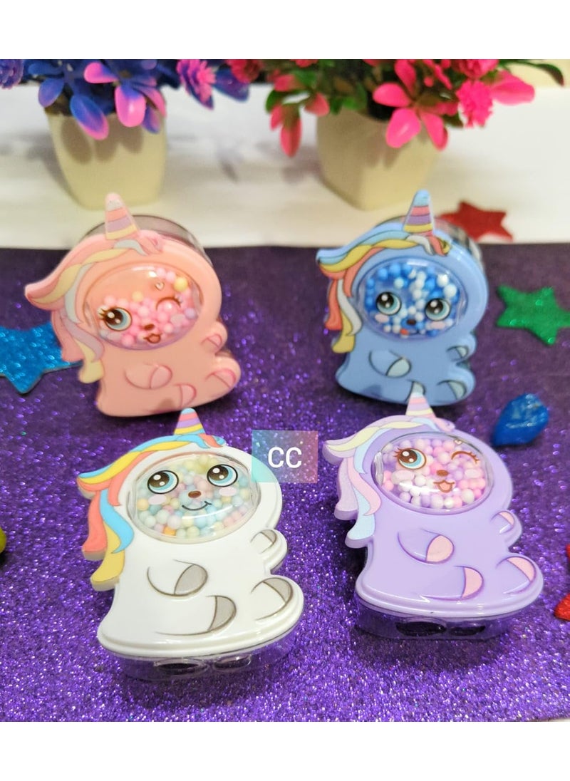 CLICKETY CLACK CLICKETY CLACK Funky Kawaii Manual Pencil Sharpener for KidsSchool Office Stationery for Kids Adults Parties Return Gifts Random Color Set of 4 Unicorn 
