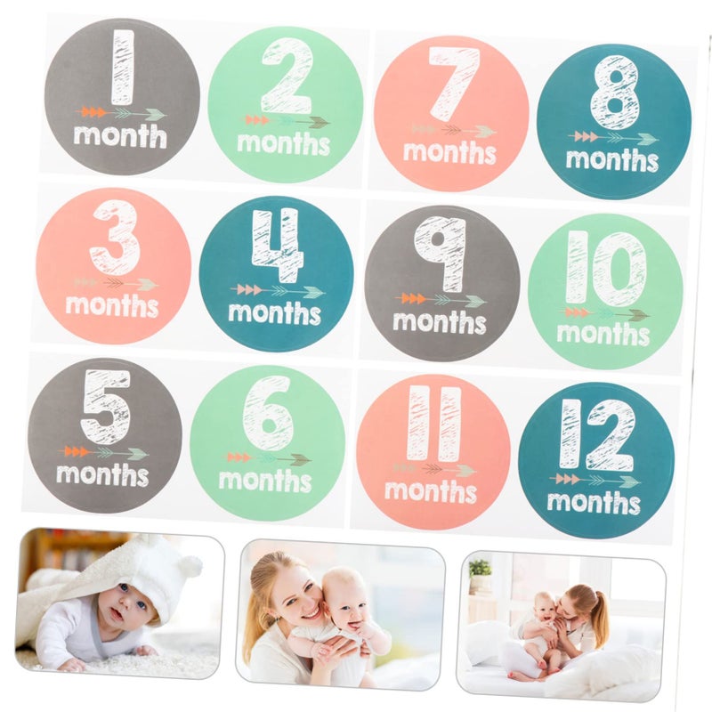 12Pcs Milestone Stickers for Newborn Photo Shoots Self Adhesive Monthly Decals - Image 4