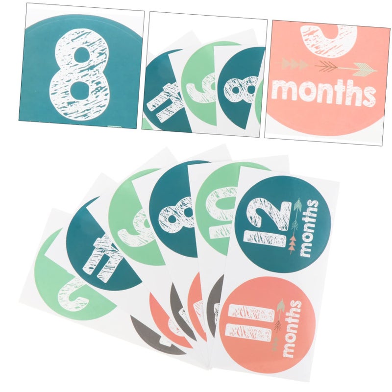 12Pcs Milestone Stickers for Newborn Photo Shoots Self Adhesive Monthly Decals - Image 3
