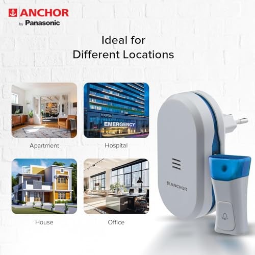 Anchor by Panasonic Wireless Doorbell | 45 Melodies Calling Bell for Home, Office with 120 Meter Operating Range | Door Bell for home (22720) - Image 2