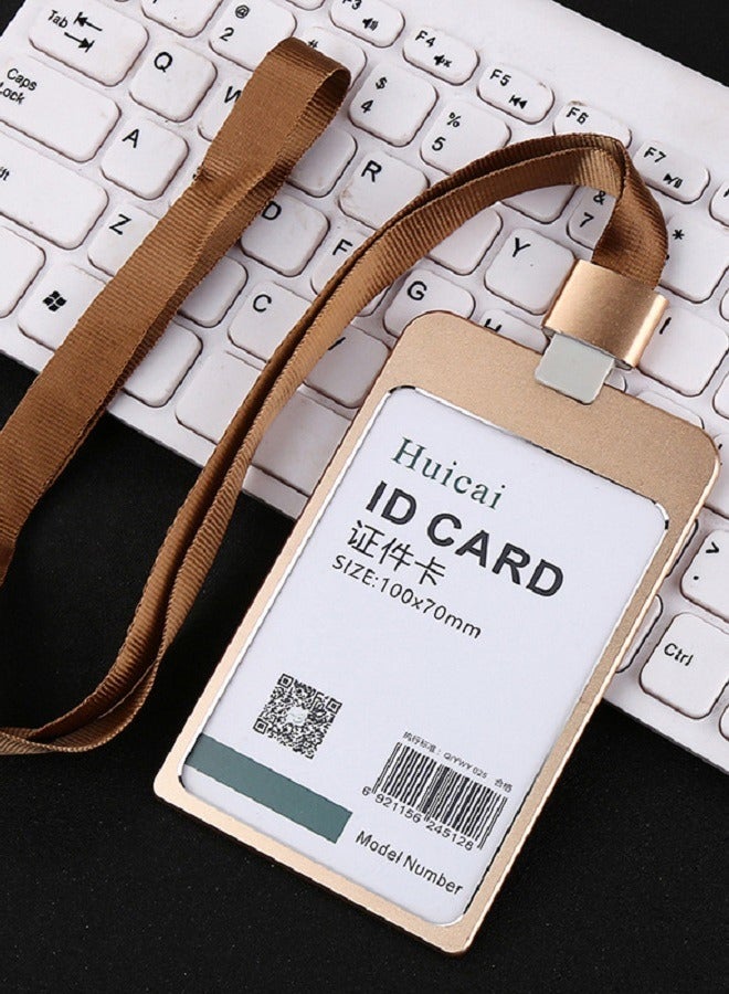 Aluminum Alloy Identity Badge Holder With Lanyard Gold Card Holder
