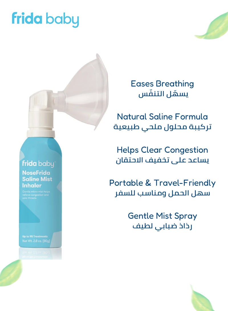 fridababy NoseFrida Saline Mist Inhaler – 100% Sterile Saline, Drug-Free, Gentle Micro-Mist for Congestion & Sore Throat Relief, Safe for All Ages – 80g - Image 3