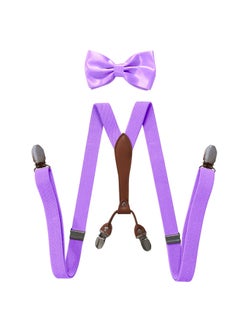 Generic Fashionable Trendy Unisex Elastic Adjustable Suspenders Anti-slip Universal Bib Pants For Adults Kids Loose Fitting Light purple 