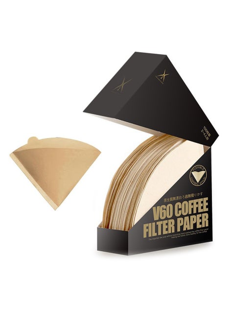 Coffee Drip Filter Paper 100 PCs, V 02 60° Cone Coffee Filters, 1-4 Cup, Disposable for Pour Over, Good for Black Coffee Machine  (Size V02 Natural Unbleached)
