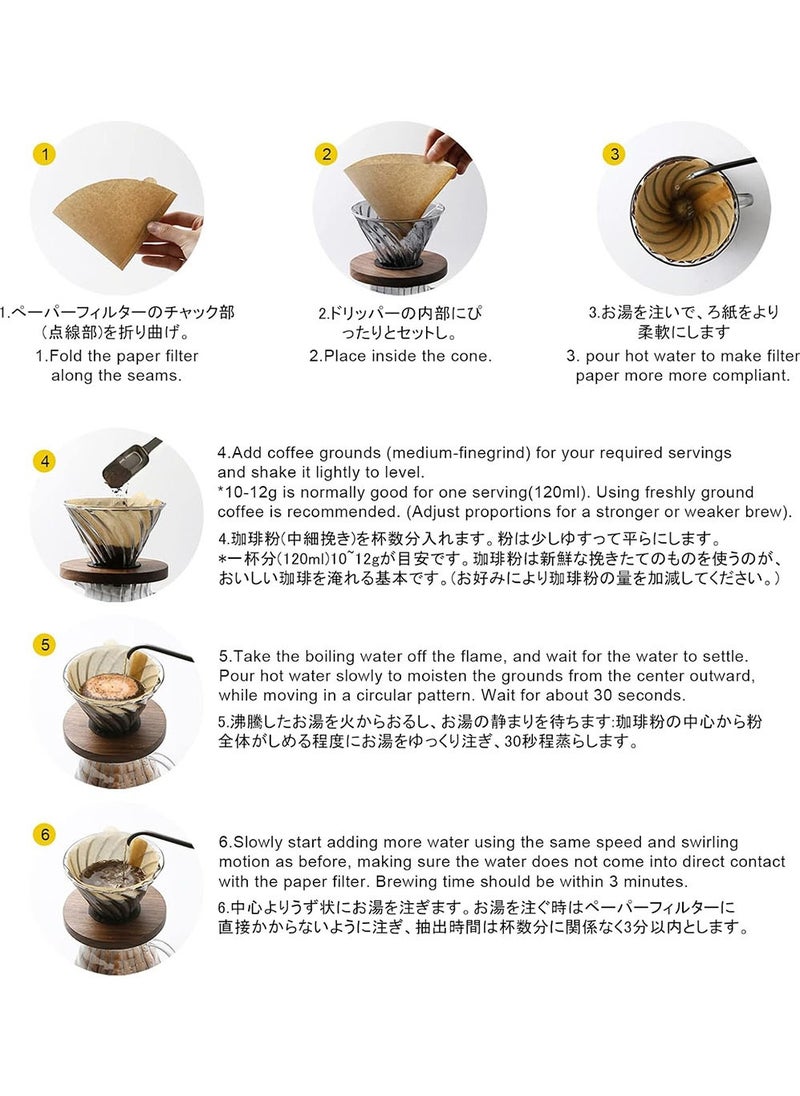 Bincoo - Coffee Drip Filter Paper 100 PCs, V 02 60° Cone Coffee Filters, 1-4 Cup, Disposable for Pour Over, Good for Black Coffee Machine  (Size V02 Natural Unbleached) - Image 1