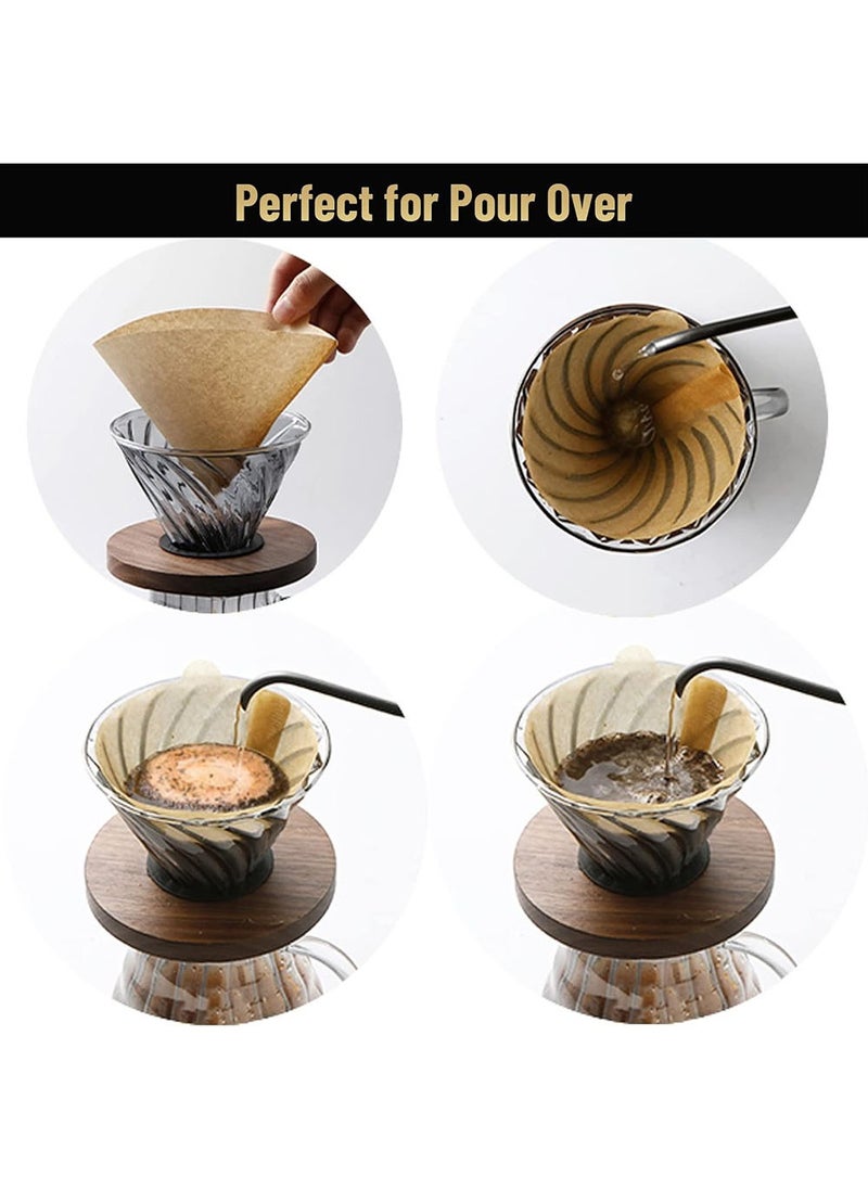 Bincoo - Coffee Drip Filter Paper 100 PCs, V 02 60° Cone Coffee Filters, 1-4 Cup, Disposable for Pour Over, Good for Black Coffee Machine  (Size V02 Natural Unbleached) - Image 1