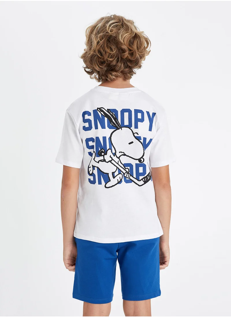 ديفاكتو Snoopy Crew Neck Short Sleeve T-Shirt