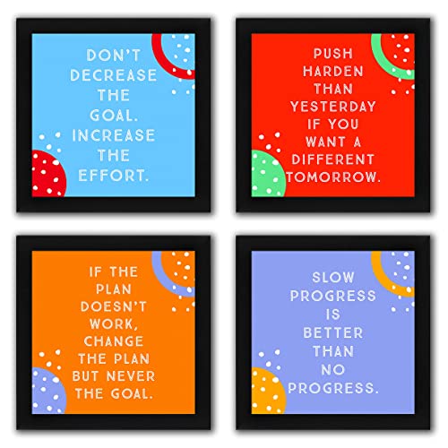 Interio Crafts Multicolor Motivational Quote Framed Posters, Set Of Motivational Framed Poster, Synthetic Wood Poster, Size : 9 X 9 inches. - Image 1