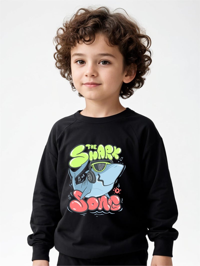 minicult Cotton Blend Full Sleeves Crew Neck Regular Sweatshirt for Kids with Fun Prints(Shark)(Pack of 3)(7-8 Years), Multicolor - Image 3