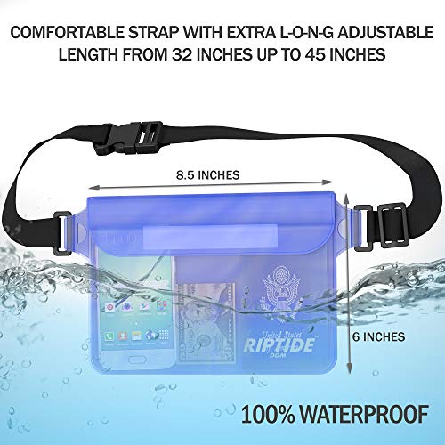 Riptide Waterproof Fanny Pack Pouch (2 Pack) for Men & Women Dry Bag Water Resistant with Adjustable Waist Strap - Protects Valuables at Water Sports (White) - Image 2