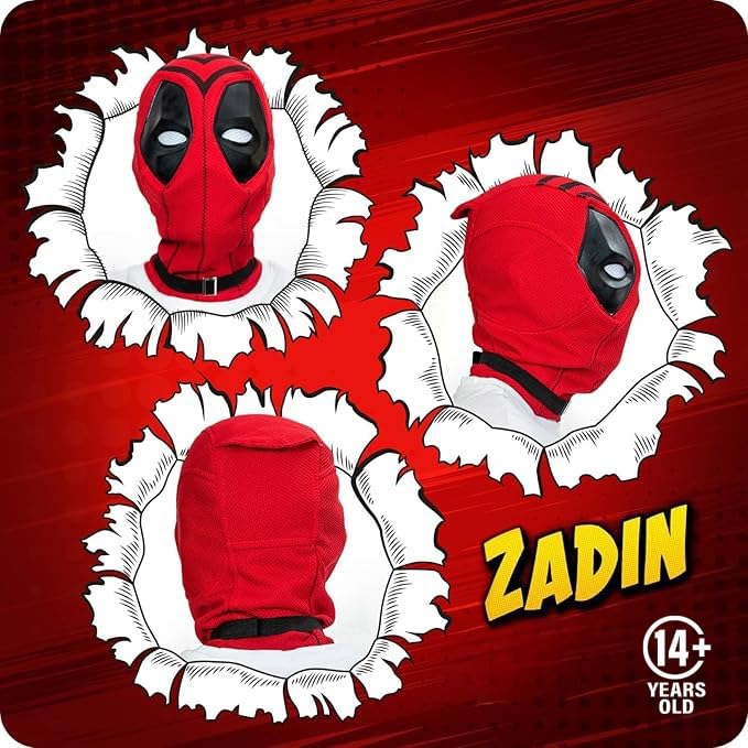 Zadin Red Superhero Cosplay Mask â€“ Realistic Full Face Costume Mask for Halloween, Dress-Up, Disfraz and Cosplay, 14+ - Image 2