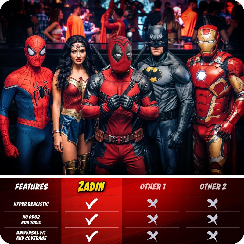 Zadin Red Superhero Cosplay Mask â€“ Realistic Full Face Costume Mask for Halloween, Dress-Up, Disfraz and Cosplay, 14+ - Image 4