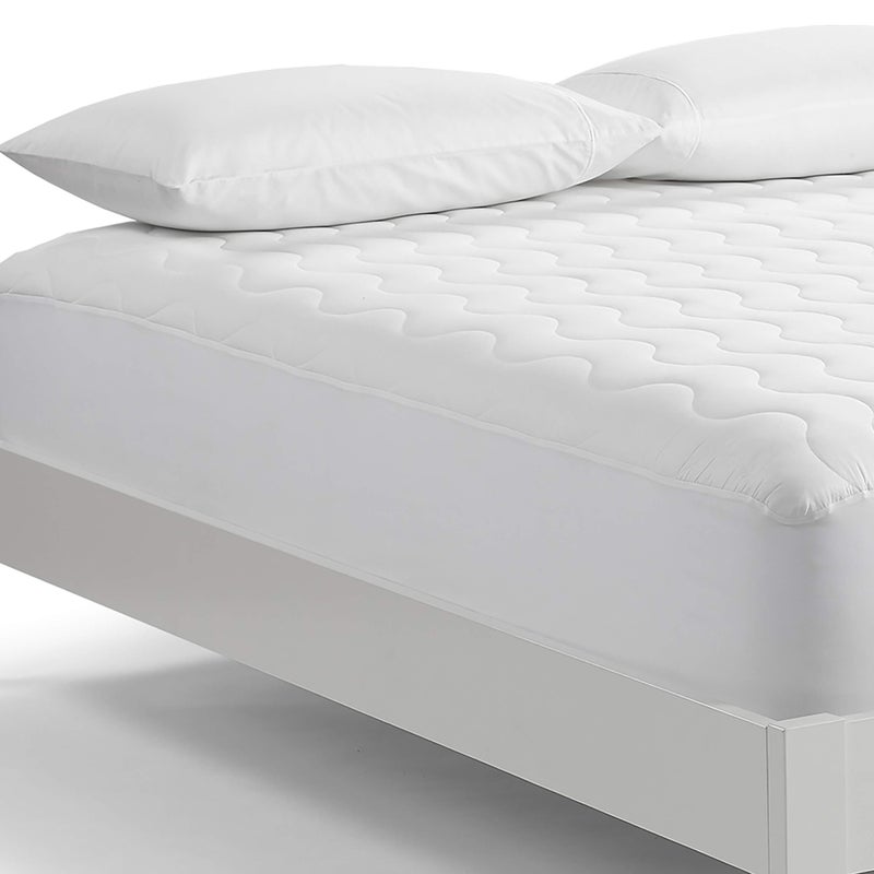 Serta Air Dry Basic Comfort Performance Fabric Quilted Mattress Pad, Cooling and Breathable Mattress Cover, Moisture Wicking Protection with 15" Deep Pocket, Twin, White - Image 2