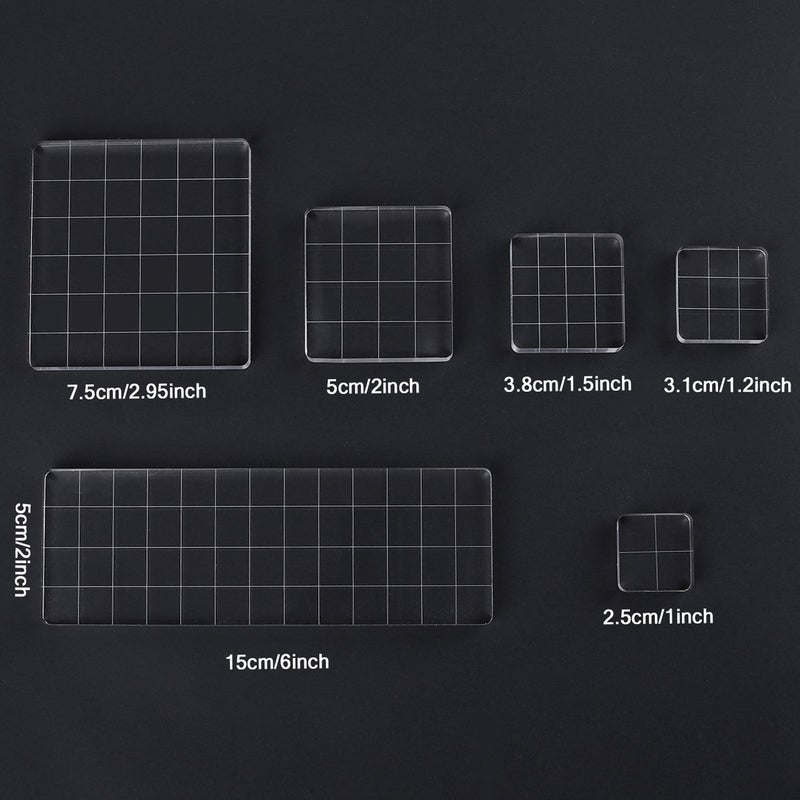 Whaline 6 Pieces Acrylic Stamp Block Clear Stamping Tools Set with Grid Lines for Scrapbooking Crafts Card Making, Assorted Sizes - Image 2