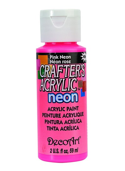 DecoArt Crafter's Acrylic All Purpose Paint 2 Ounces-Pink Neon 